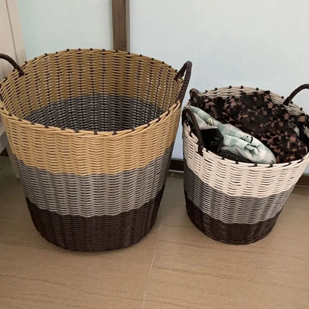 RATTANLY – Faltbarer Wäschekorb im Rattan-Stil für platzsparende Aufbewahrung 2