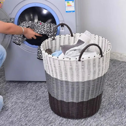RATTANLY – Faltbarer Wäschekorb im Rattan-Stil für platzsparende Aufbewahrung 4