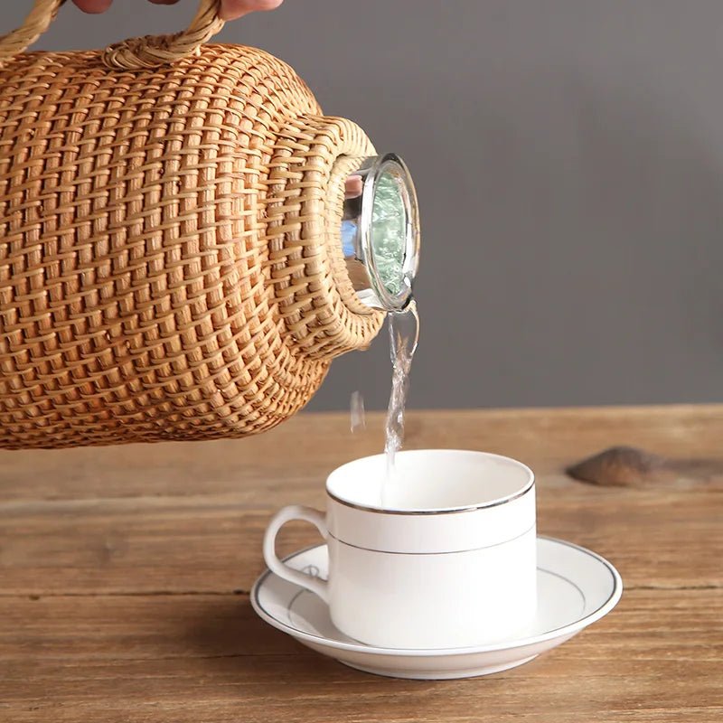 RATTANWARM – 1L handgewebte Rattan-Vakuumflasche für Tee & Kaffee 1