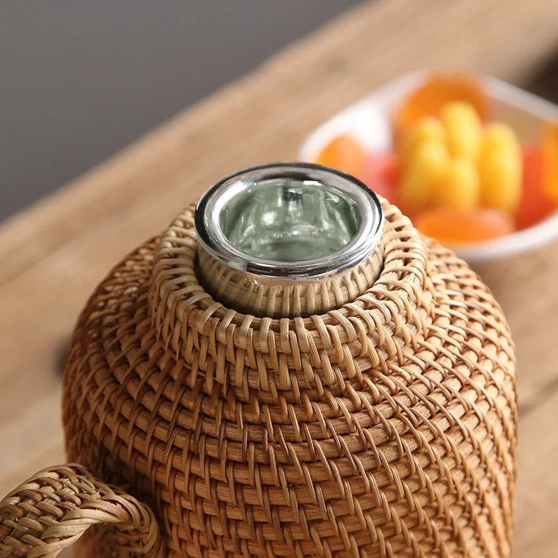 RATTANWARM – 1L handgewebte Rattan-Vakuumflasche für Tee & Kaffee 4