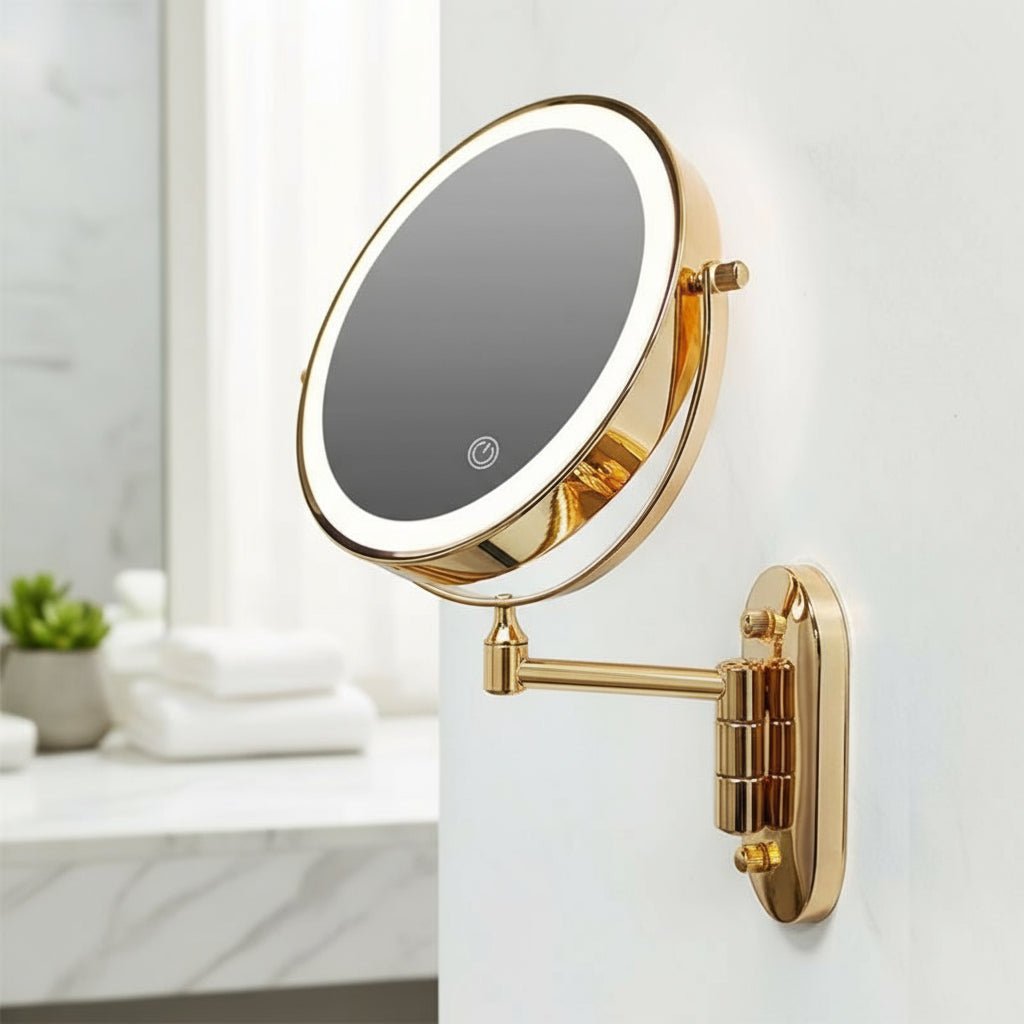 REFLECTIQ – Eleganter, wiederaufladbarer Goldspiegel mit hellem LED-Ring und 10-facher Vergrößerung 1