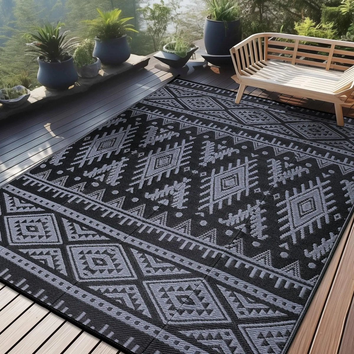 REVERSAIRE – Strapazierfähige, wasserdichte und wendbare Outdoor-Strohmatte aus Kunststoff für Terrasse und Picknick 8