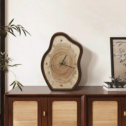 RINGELEGANCE – Unregelmäßige Jahresring-Wanduhr für stilvolle Wohndekoration 0