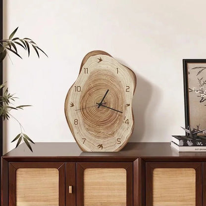 RINGELEGANCE – Unregelmäßige Jahresring-Wanduhr für stilvolle Wohndekoration 5