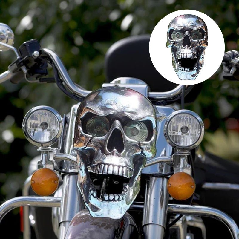 ROADREAPER – LED-Totenkopflampe für Motorräder mit Retro-Chrom-Finish 3