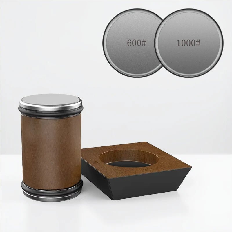 ROLLSHARP – 4-Winkel-Rollmesserschärfer mit Holzsockel und Diamantschleifscheibe 1