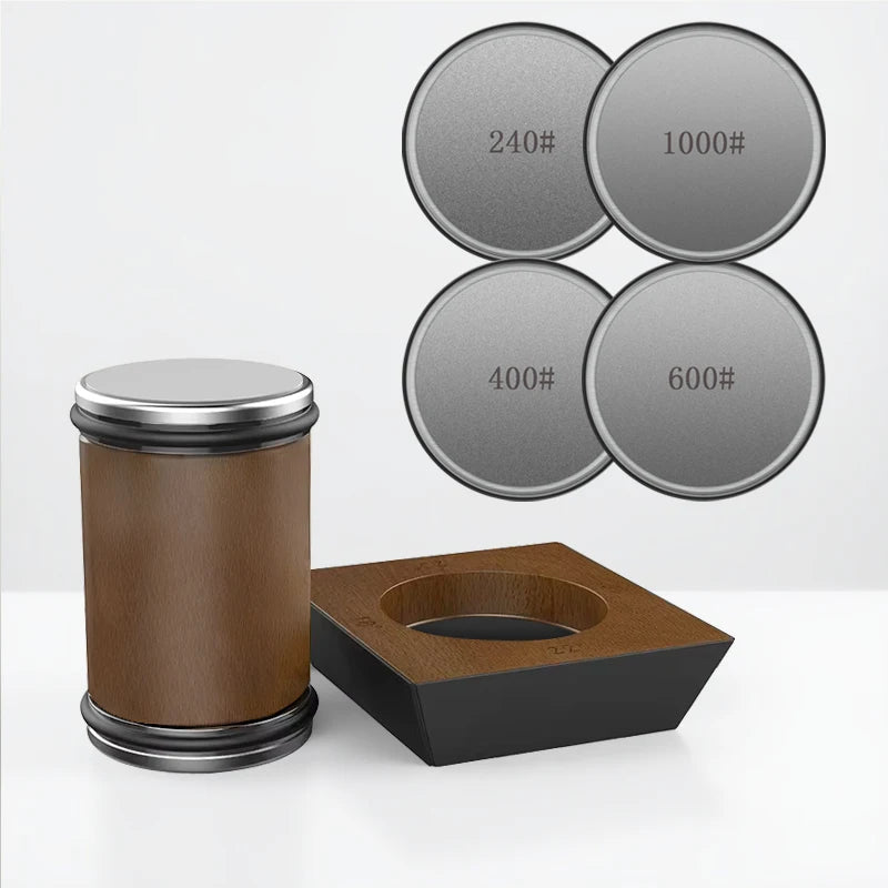 ROLLSHARP – 4-Winkel-Rollmesserschärfer mit Holzsockel und Diamantschleifscheibe 2