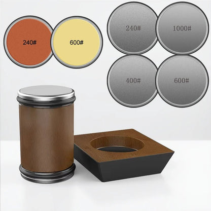 ROLLSHARP – 4-Winkel-Rollmesserschärfer mit Holzsockel und Diamantschleifscheibe 5