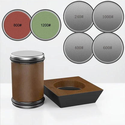 ROLLSHARP – 4-Winkel-Rollmesserschärfer mit Holzsockel und Diamantschleifscheibe 6