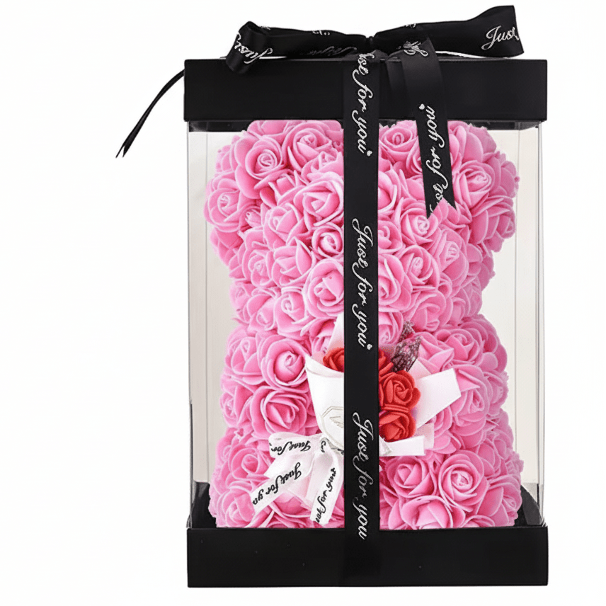 ROSENBÄR – Bezaubernder künstlicher Schaumstoff-Rosenbär, 25 cm, Dekofigur, ideal als Geschenk oder für die Wohnungseinrichtung 6