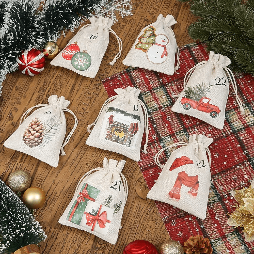 RUSTISAC – 24 Jute-Geschenktüten mit Kordelzug für die Weihnachtsdekoration 3