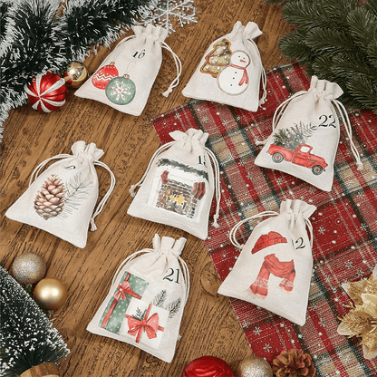 RUSTISAC – 24 Jute-Geschenktüten mit Kordelzug für die Weihnachtsdekoration 3