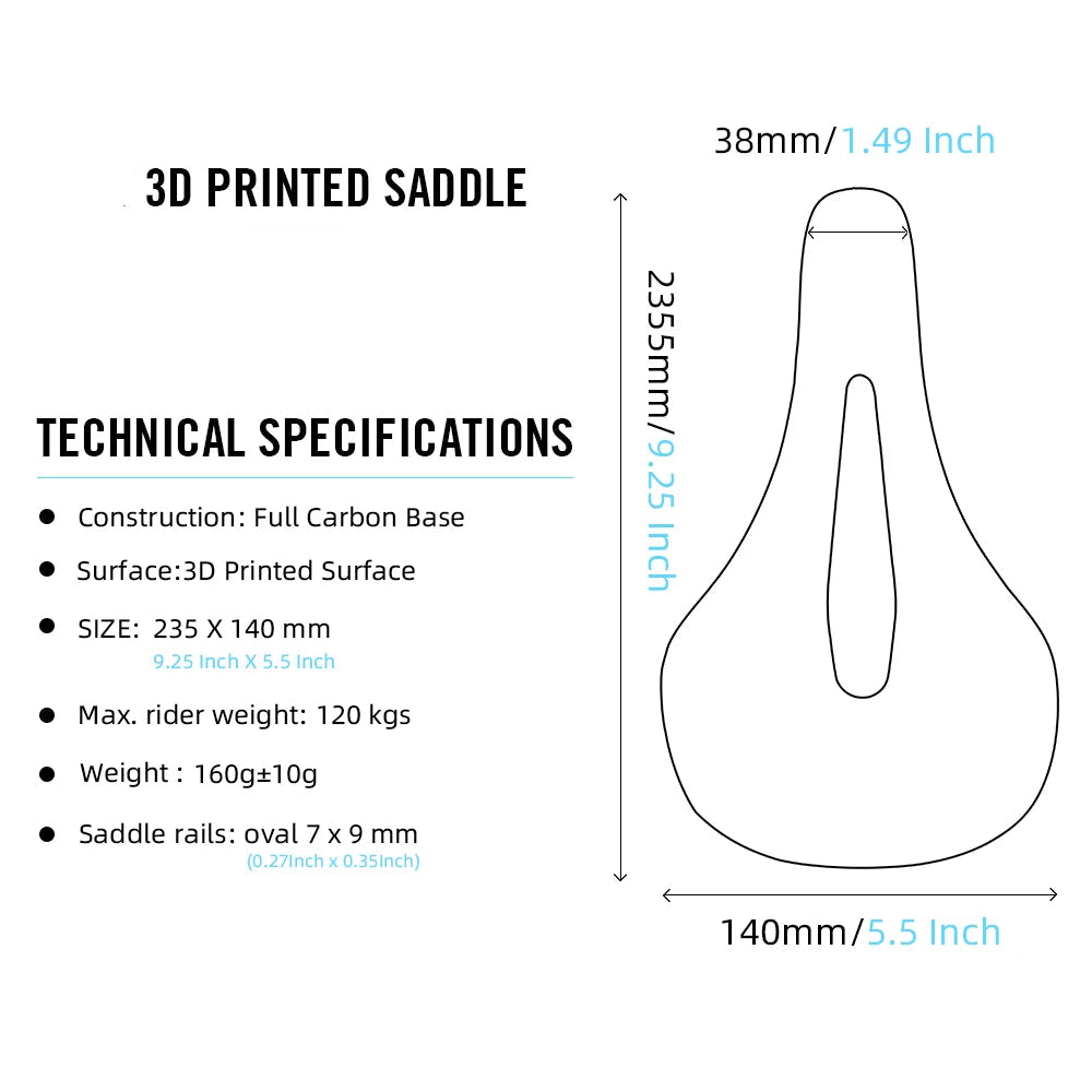 X6P-3D SADDLE - Ultralight carbon bike saddle with 3D printed structure