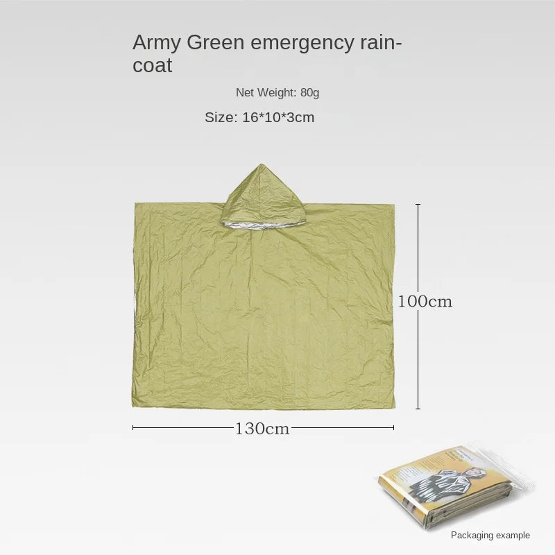 RainShield Poncho - Reusable emergency rain poncho with hood for outdoor protection
