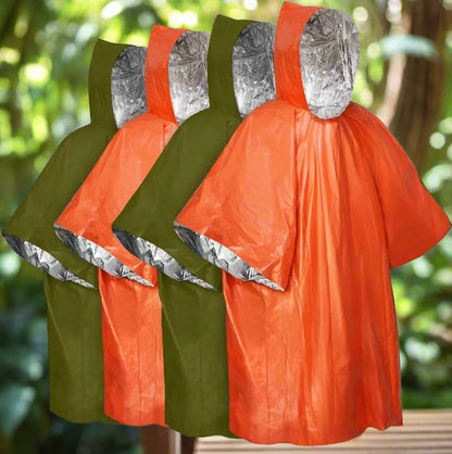 RainShield Poncho - Reusable emergency rain poncho with hood for outdoor protection