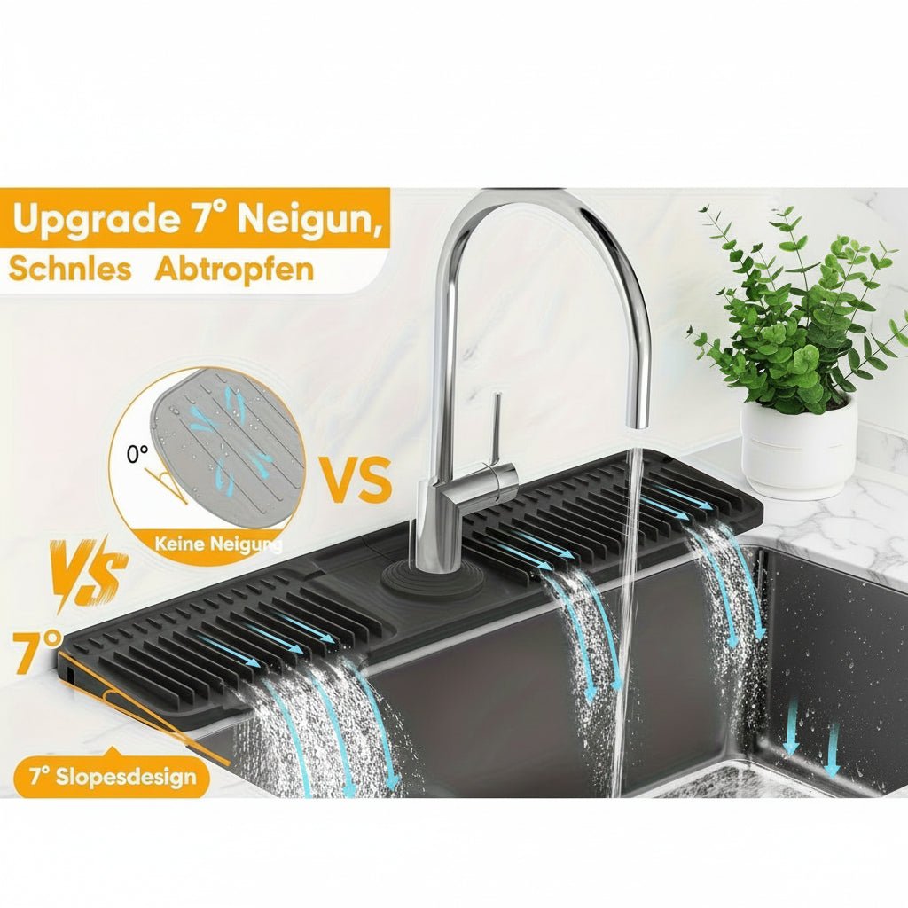 Rayvia - Spritzschutz für Küchenspüle mit 7° Neigung & schnellem Abtropfen 4