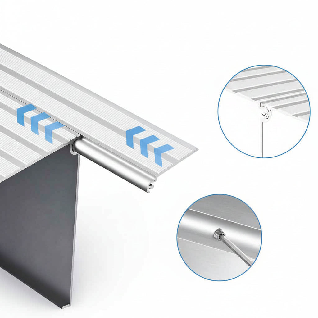 Rollstuhlschwellenrampe - Leichte Aluminium Rampe mit Rutschfester Oberfläche, 300 kg Tragfähigkeit, Für Innen- und Außenbereich 5
