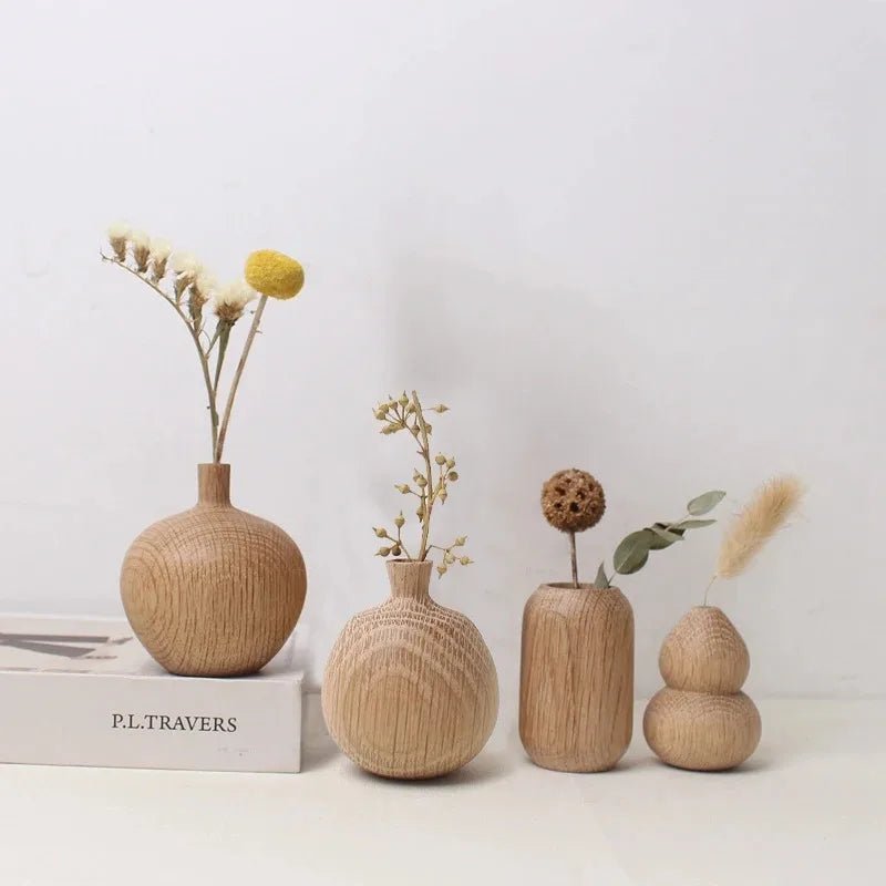 Rustikale Holzvase - Minimalistische Blumendekoration Aus Hochwertigem Naturholz 0