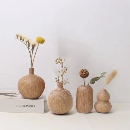 Rustikale Holzvase - Minimalistische Blumendekoration Aus Hochwertigem Naturholz 0