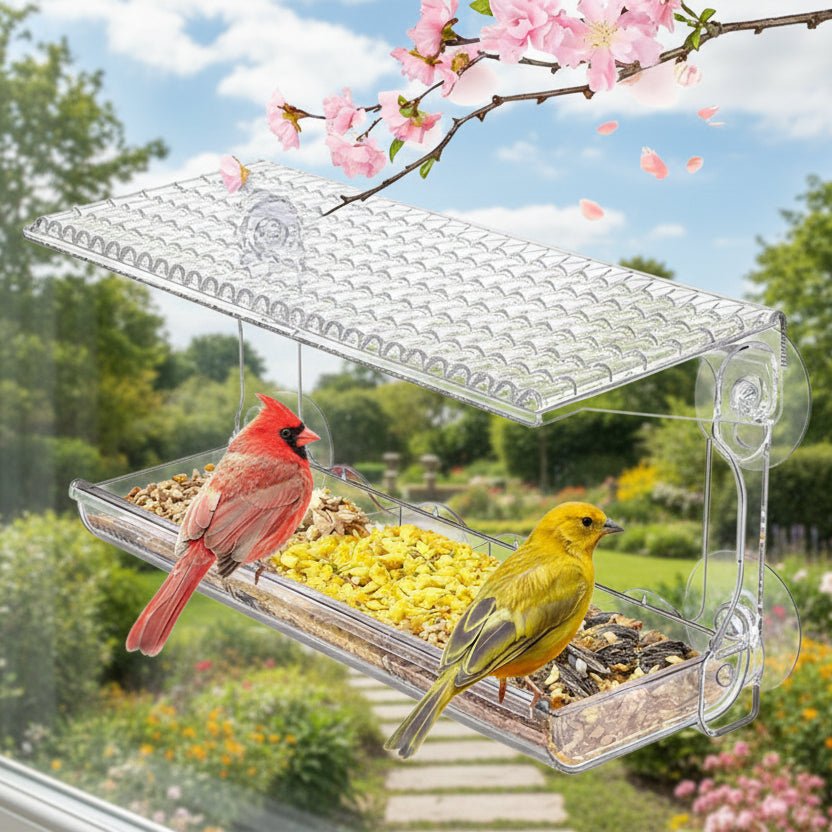 SKYVIEWFEED – Transparant voederstation met raam voor wilde vogels