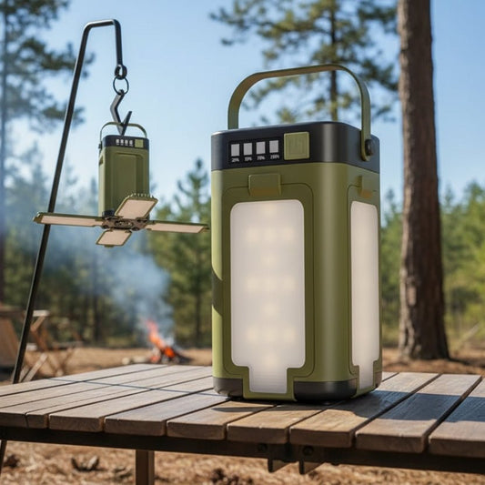 SOLATENT - Lampada solare pieghevole per campeggio con 6 modalità per esterni e emergenze.