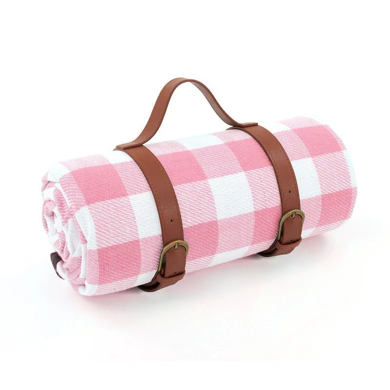 PICSTYLE – Karierte Picknickdecke wasserdicht mit praktischem Transportgurt