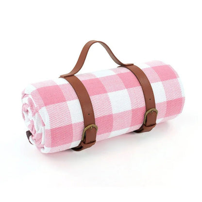 PICSTYLE – Karierte Picknickdecke wasserdicht mit praktischem Transportgurt
