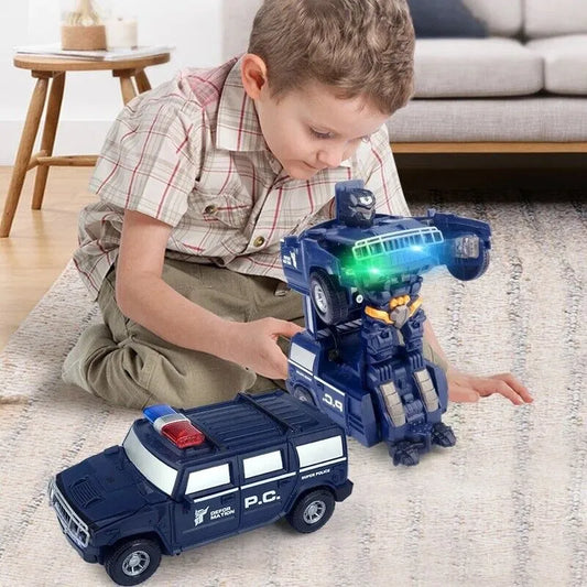 RoboCar – Coche de policía 2 en 1 y robot con luz y sonido
