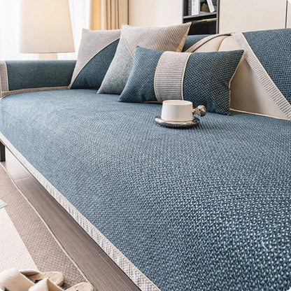 NATURWEFT – Funda antideslizante de algodón y lino para sofá para todas las estaciones