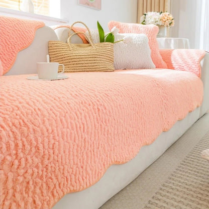 PLUSHCREAM – Dickes Tuft-Fleece Sofaüberwurf für warme Winter-Gemütlichkeit