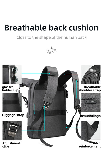 URBANTRAIL Rolltop - Multifunctional outdoor rucksack with USB port