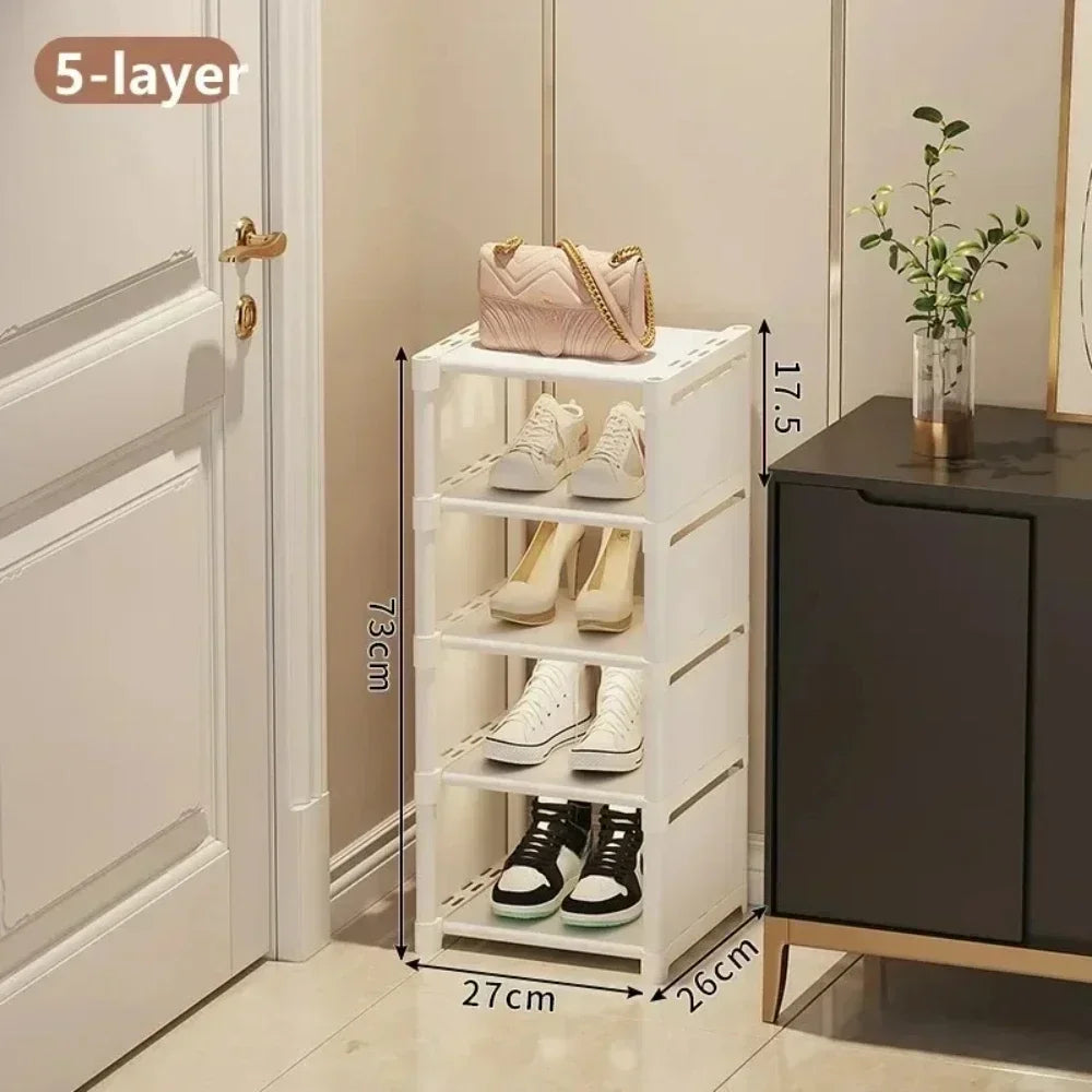 Platzsparendes Schuhregal Schwarz – Stapelbare Schuhablage für Ecken, schmal und flexibel-3
