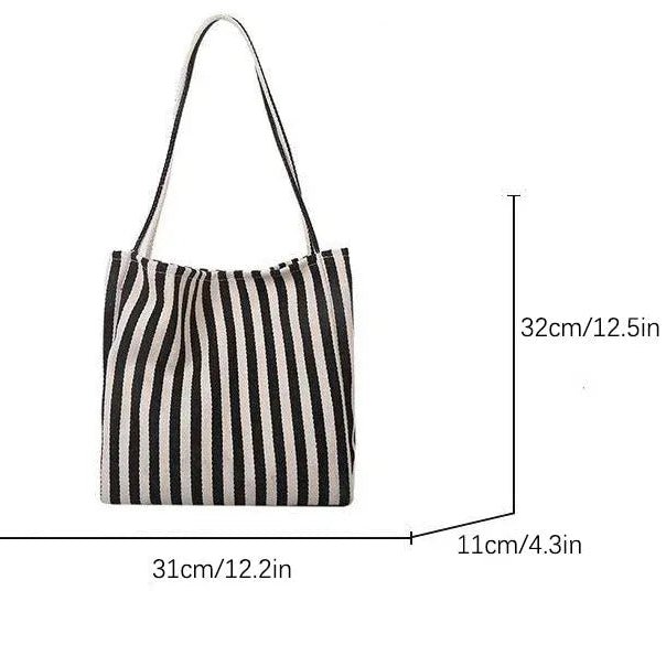 TOTEVA – Bolsa de rayas con forma estable y cómodas correas largas para el hombro