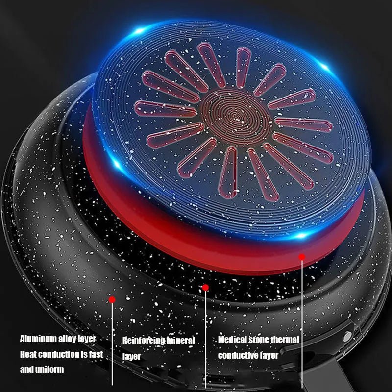 CUISTONE – 30 cm Maifan-Stein-Antihaftpfanne mit Deckel für Gas- & Induktionsherde