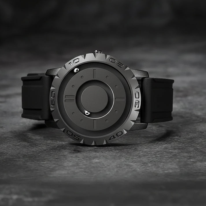 Magnetic Ball Watch - Magnetic ball watch with stainless steel case & mesh bracelet - Futuristic time display for technology lovers