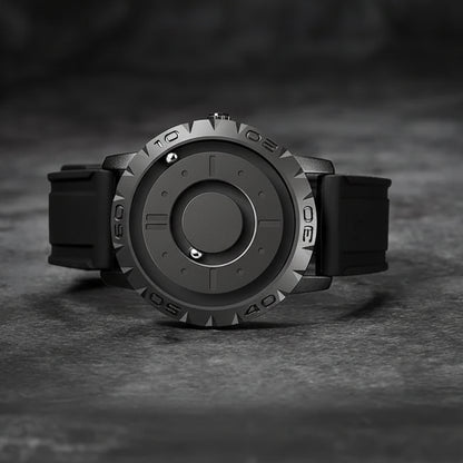 Magnetic Ball Watch - Magnetic ball watch with stainless steel case & mesh bracelet - Futuristic time display for technology lovers