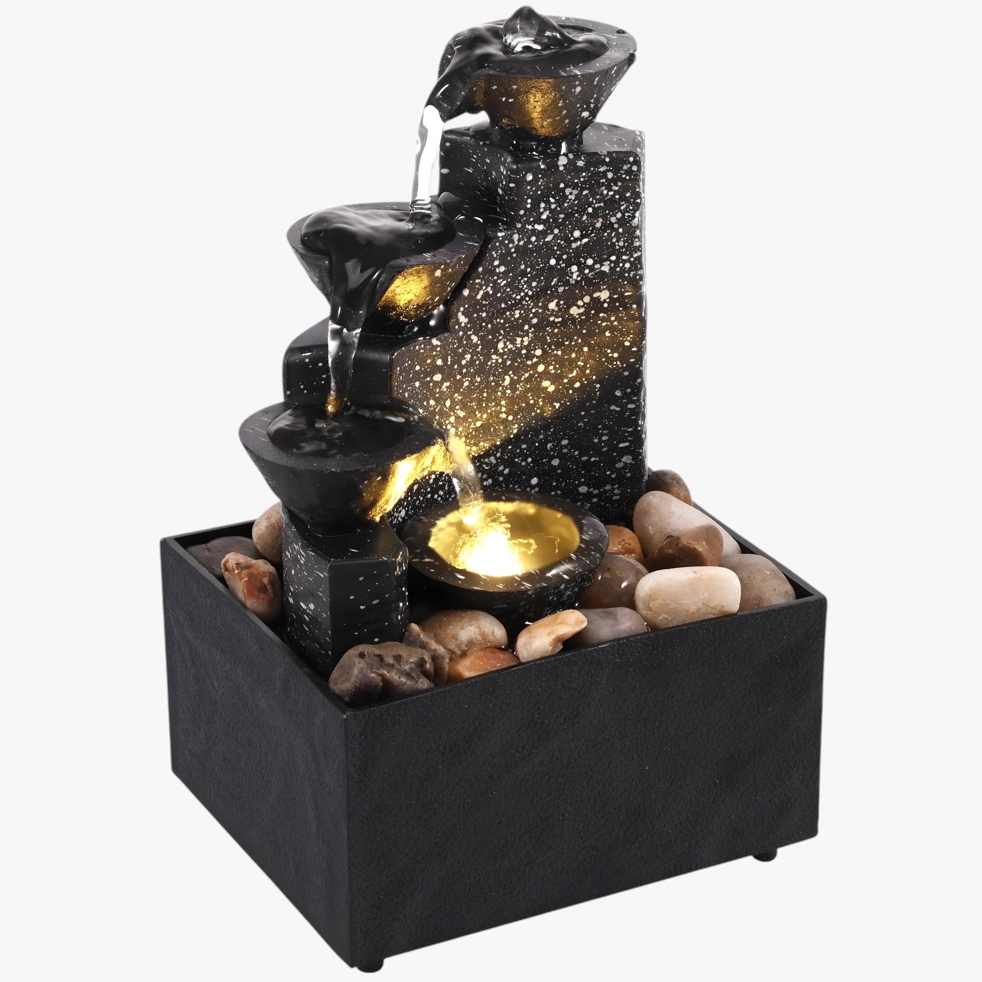 Entspannender Wasserfall Brunnen für Zuhause und Büro mit LED-Beleuchtung – Kompakt & Beruhigend-6
