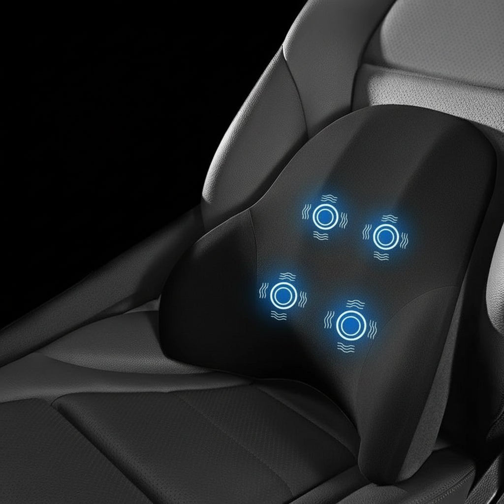 VIBRAREST – Elektrisches Nacken- & Lendenstützkissen für Auto & Büro