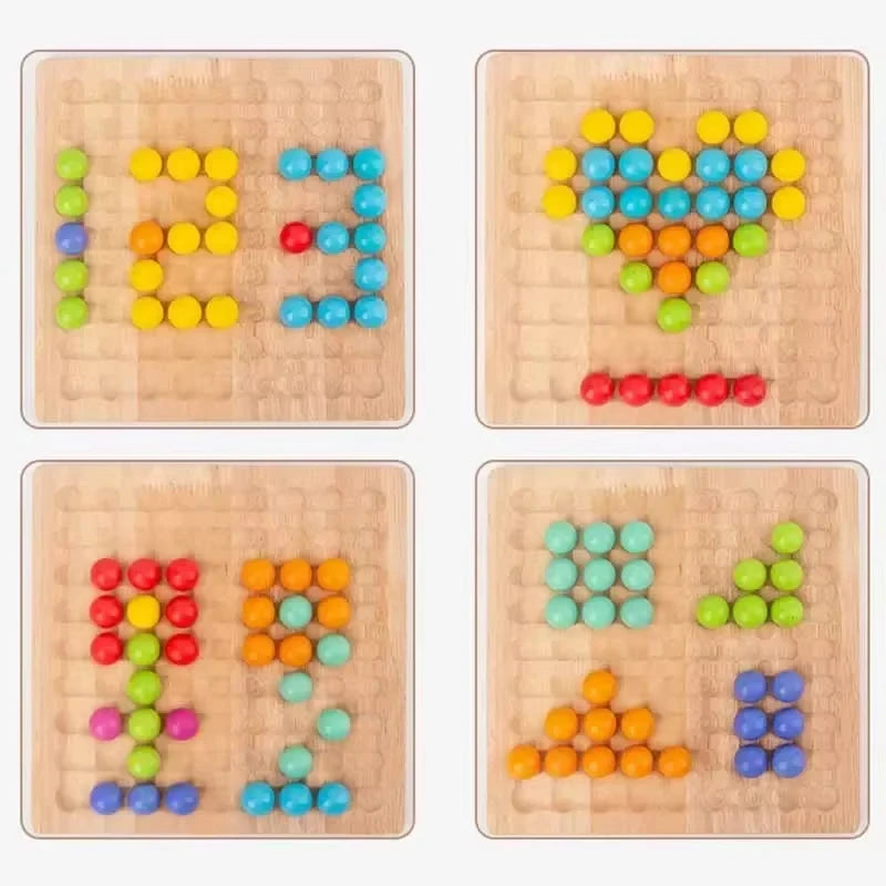 Colormatch - Montessori wooden bead sorting game to promote colours & counting