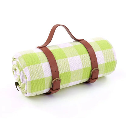 PICSTYLE – Karierte Picknickdecke wasserdicht mit praktischem Transportgurt