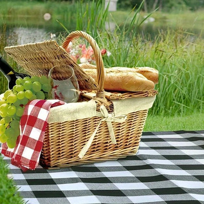 PICSTYLE – Karierte Picknickdecke wasserdicht mit praktischem Transportgurt