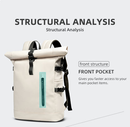 ROLLTRAIL - Expandable roll-top rucksack with laptop compartment & large volume
