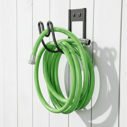 IRONFLOW – Supporto robusto per tubo da giardino in metallo per conservazione da esterno a parete