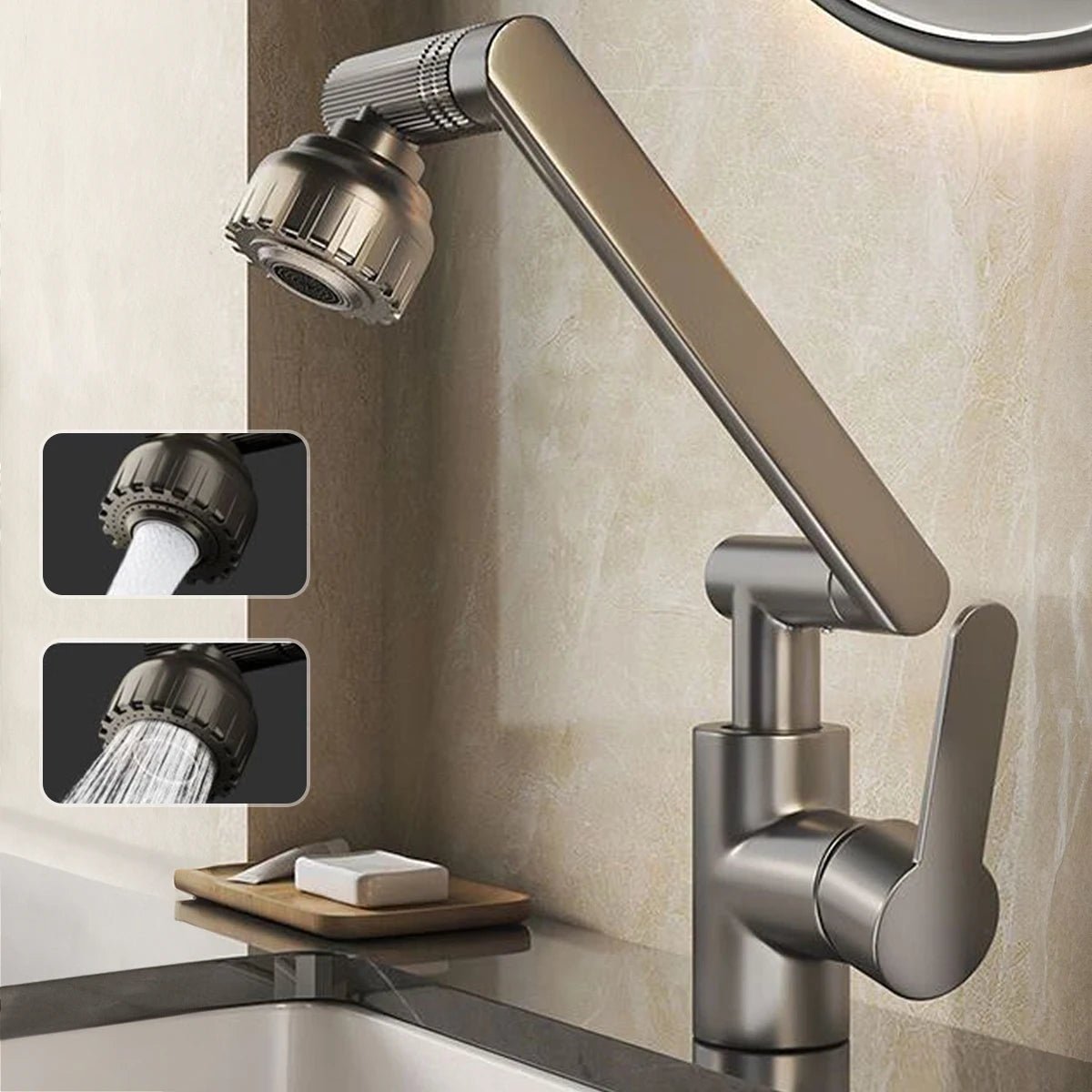 MECHAFLOW 360 – Rubinetto da cucina con braccio robotico a 360° con getto a bolle e doccia