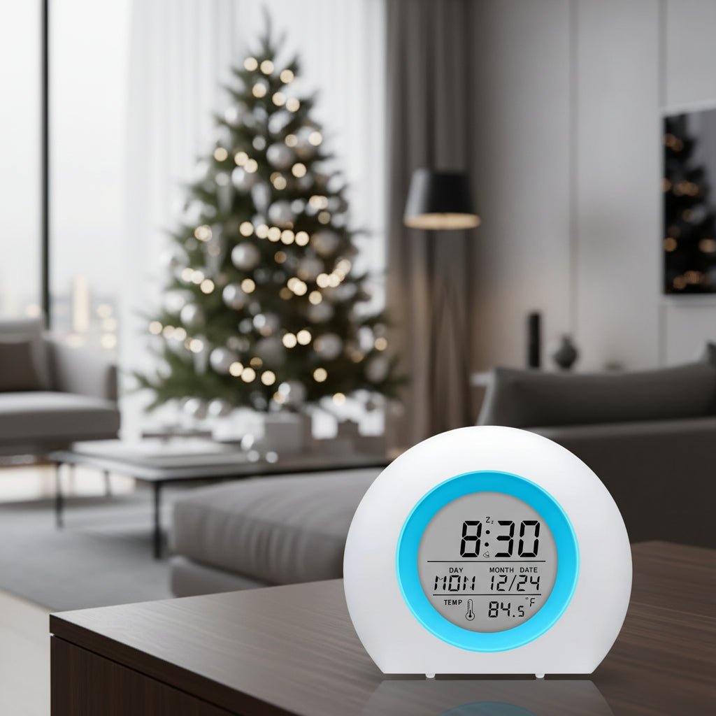 KIDDOALERT – Kinder Wecker mit 7-Farb-Nachtlicht & Schlummerfunktion für gesundes Schlafverhalten