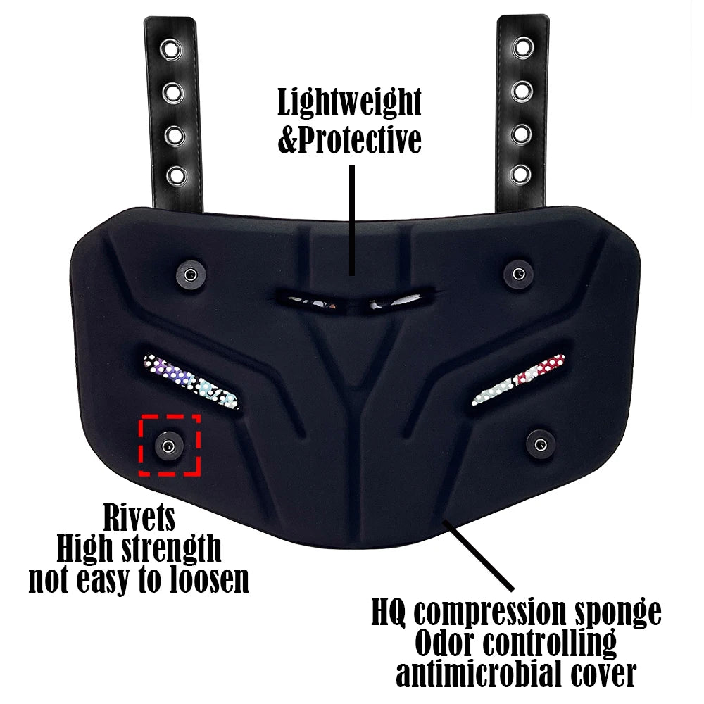GRIDGUARD – Placa de protección para espalda de fútbol americano para adultos con amortiguación de impactos y sistema de ventilación