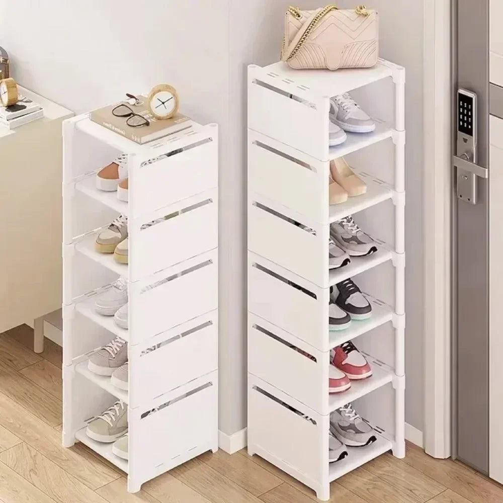 Platzsparendes Schuhregal Schwarz – Stapelbare Schuhablage für Ecken, schmal und flexibel-5