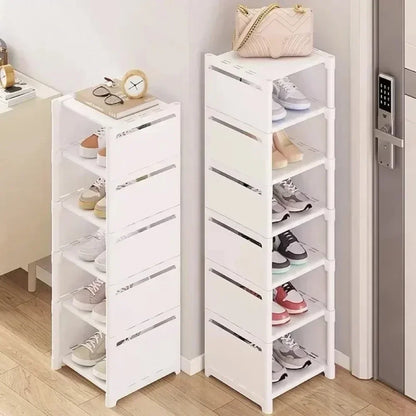 Platzsparendes Schuhregal Schwarz – Stapelbare Schuhablage für Ecken, schmal und flexibel-5