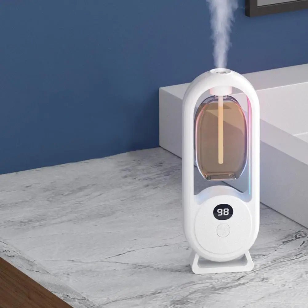 SCENTORA – Dispositivo de aroma recargable con spray intermitente y pantalla