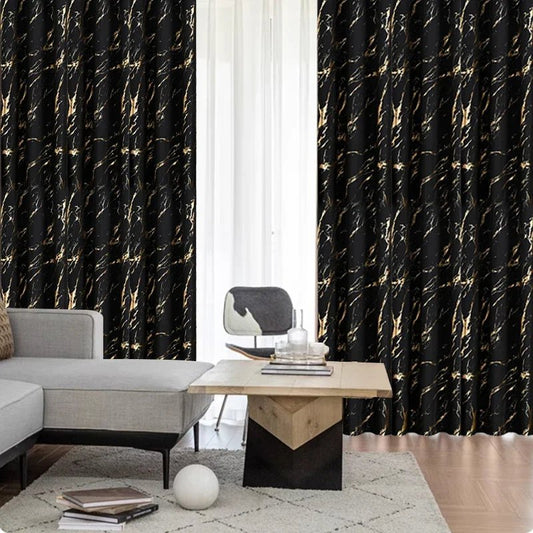 NORDALIS - Elegantes cortinas opacas con moderno patrón de mármol y ondas para salas de estar
